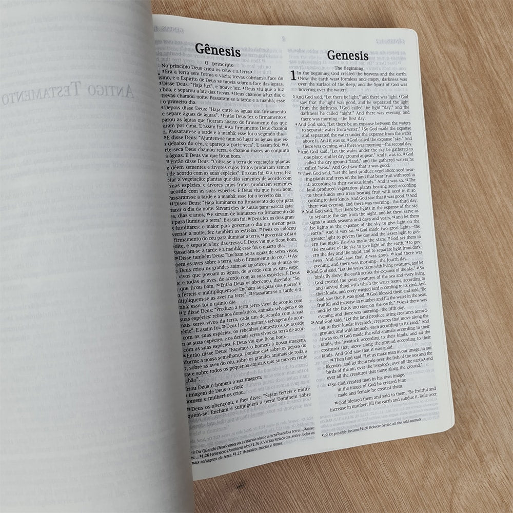 Bíblia Sagrada Holy Bible | Português e Inglês | NVI |  Letra Normal | Capa Luxo Marrom