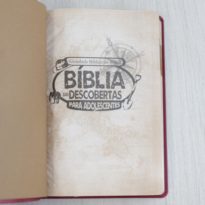 Bíblia das Descobertas para Adolescentes | Letra Normal | NTLH | Capa Luxo Rosa