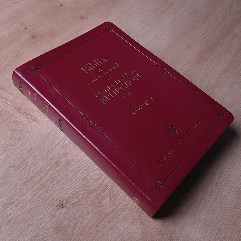 Bíblia de Estudos e Sermões de C H Spurgeon | NVT | Letra Normal | Capa Luxo Vinho