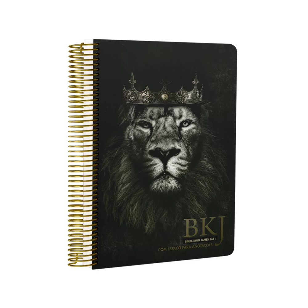 Bíblia King James 1611 Leão Rei dos Reis | BKJ | Letra Normal | Capa Dura Espiral Com Espaço Para Anotações