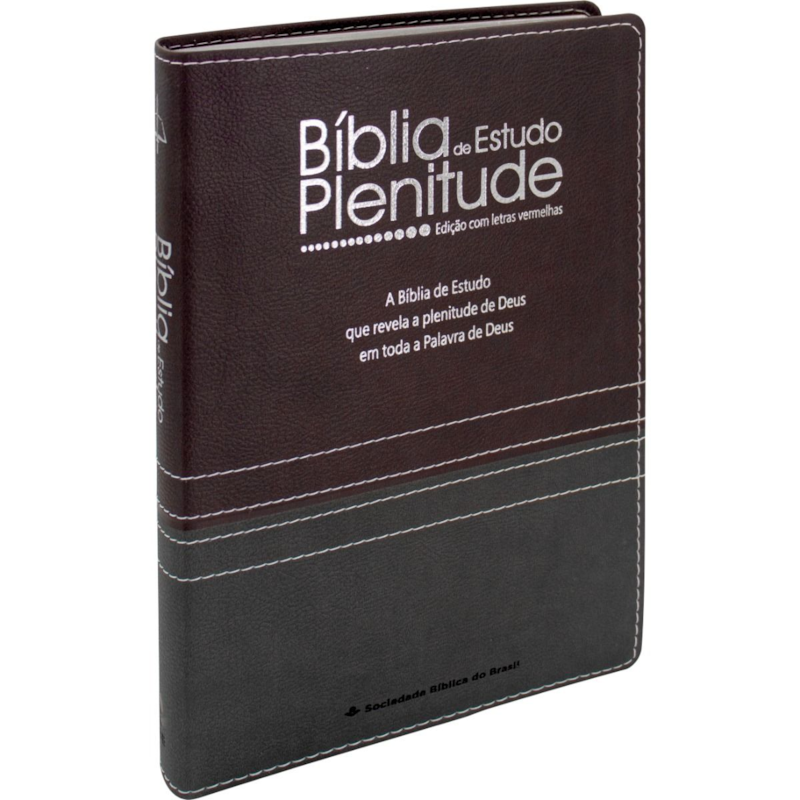 Bíblia de Estudo Plenitude | ARC | Letra Normal | Capa Luxo Cinza Chumbo e Bordô | Com Índice