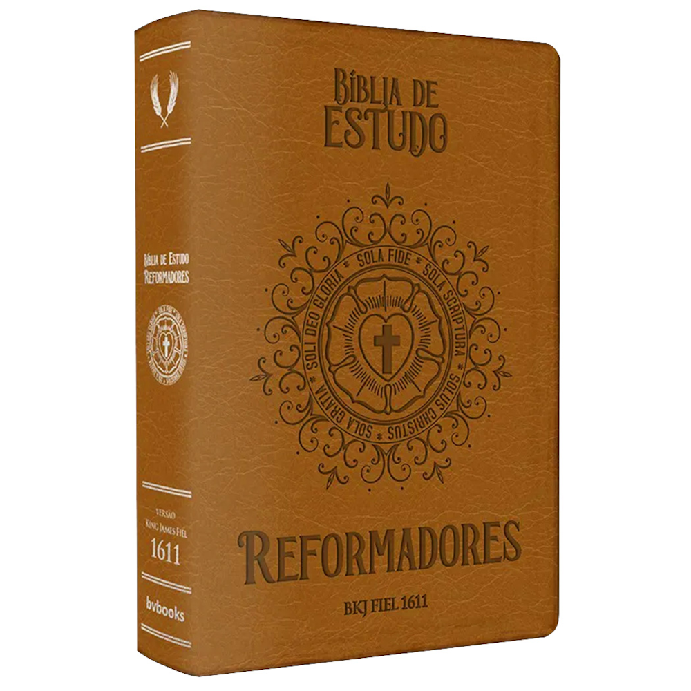 Bíblia de Estudo Reformadores | KJF | Letra Normal | Capa Luxo Caramelo