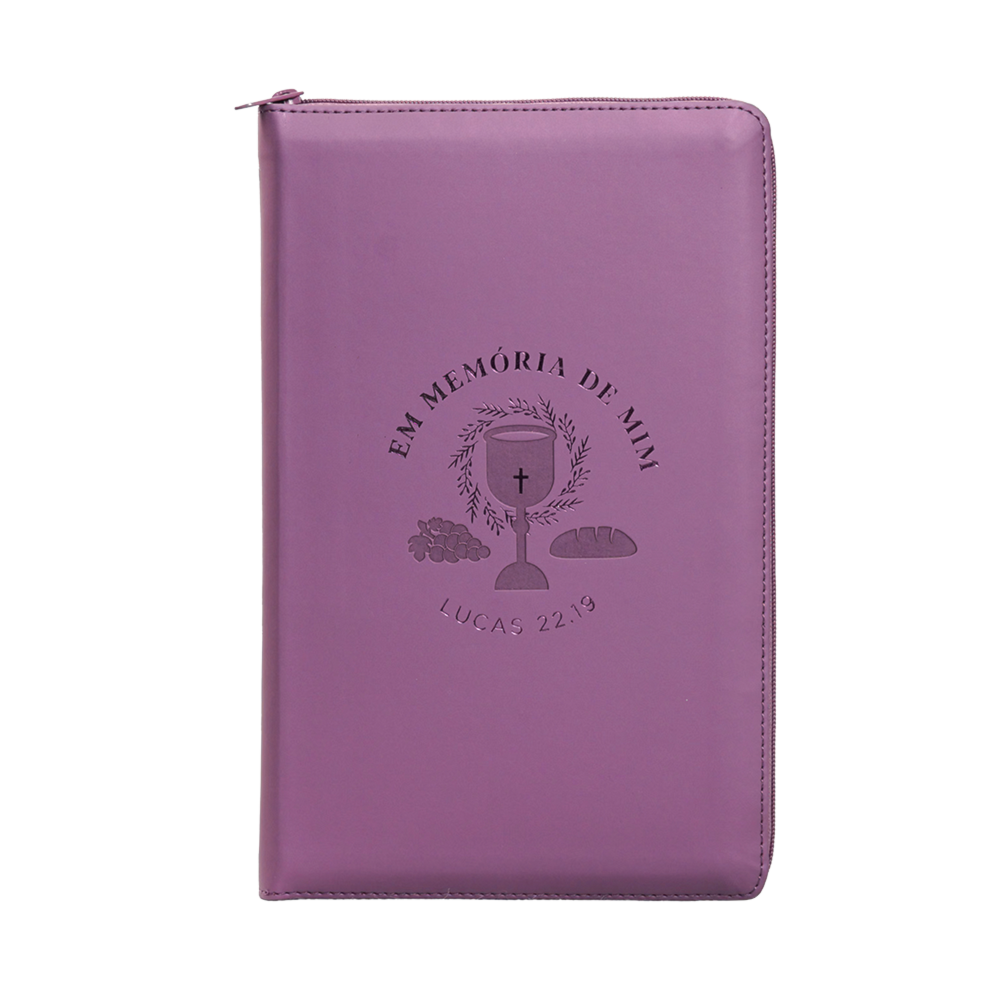 Bíblia Em Memória de Mim com Zìper | NVI | Letra Normal | Couro Soft Roxo