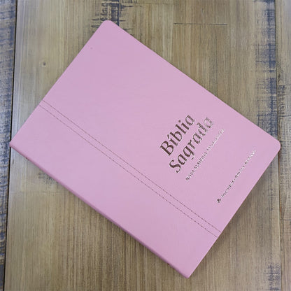 Bíblia Sagrada | NAA | Letra Normal | Capa Couro Legítimo Rosa