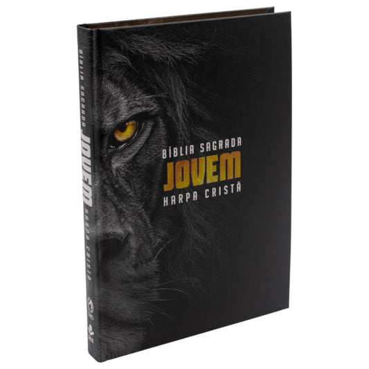 Bíblia Jovem | ARC | Letra Normal | Harpa Cristã | Capa Dura | Leão Fundo Preto