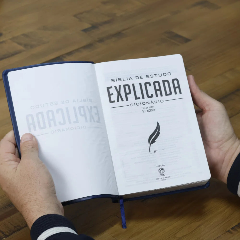Bíblia de Estudo Explicada | ARC | Letra Média | Luxo Azul