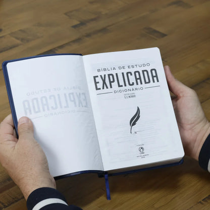 Bíblia de Estudo Explicada | ARC | Letra Média | Luxo Azul