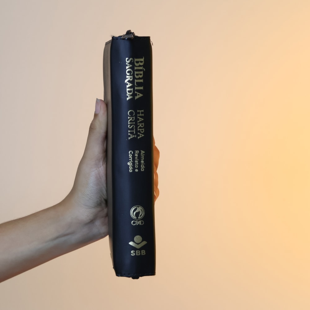 Bíblia Sagrada | ARC | Letra Grande | PJV |  PU Zíper Harpa Cristã Preta