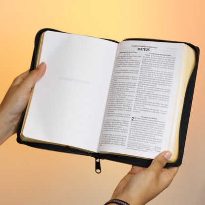 Bíblia Sagrada | ARC | Letra Grande | PJV |  PU Zíper Harpa Cristã Preta