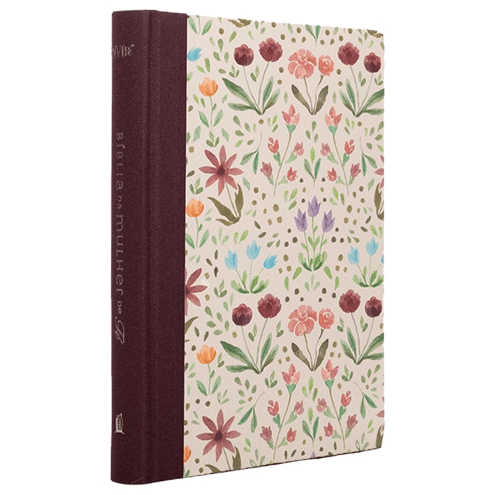 Bíblia da Mulher de Fé | NVI | Letra Grande | Capa Dura | Tecido Vinho Aquarela