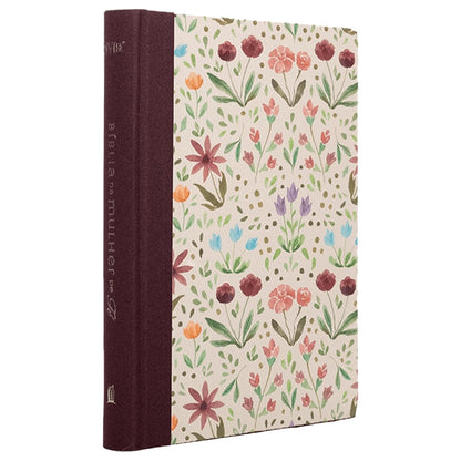 Bíblia da Mulher de Fé | NVI | Letra Grande | Capa Dura | Tecido Vinho Aquarela