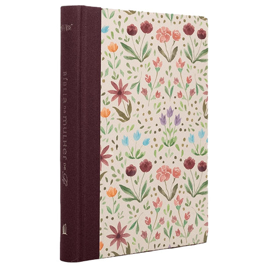 Bíblia da Mulher de Fé | NVI | Letra Grande | Capa Dura | Tecido Vinho Aquarela