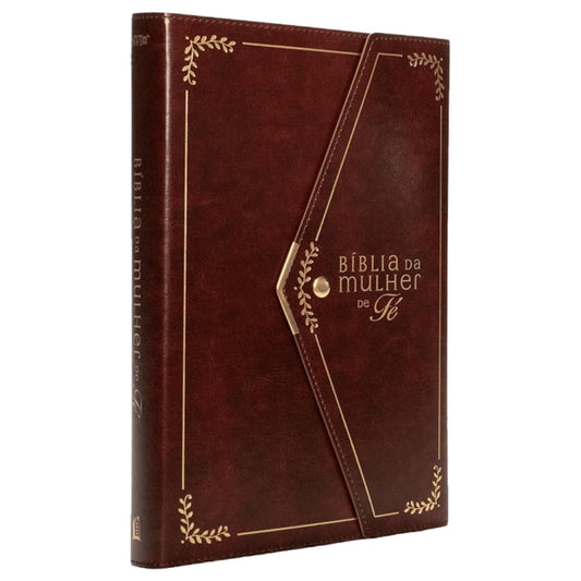 Bíblia da Mulher de Fé | NVI | Letra Grande | Courosoft Vinho Com Fechamento Carteira