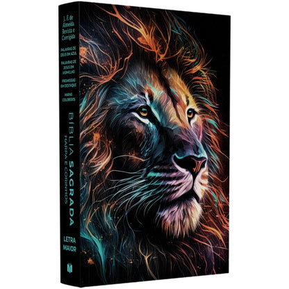 Bíblia Sagrada Leão Colorido | ARC | Letra Maior | Harpa e Corinhos | Capa Brochura