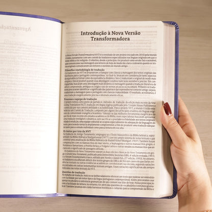 Bíblia Slim Filament | NVT | Letra Grande | Capa Couro Sintético Lilás