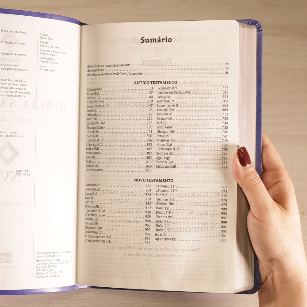 Bíblia Slim Filament | NVT | Letra Grande | Capa Couro Sintético Lilás