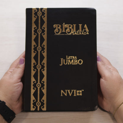Bíblia Sagrada Letra Jumbo | NVI | Capa Arabesco Preta