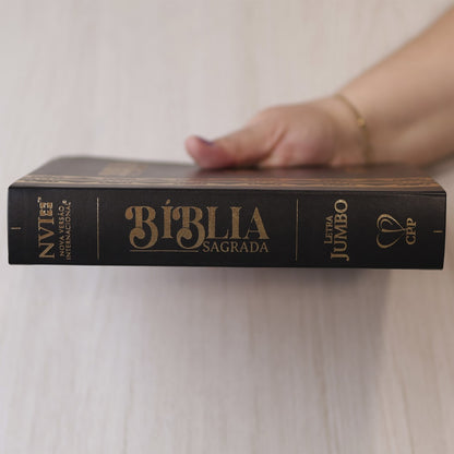 Bíblia Sagrada Letra Jumbo | NVI | Capa Arabesco Preta