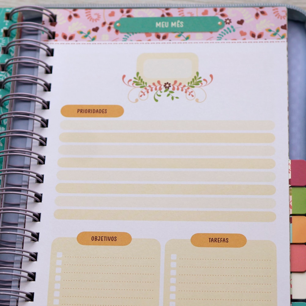 Meu Plano Perfeito | Capa Couro-Soft Aquarela Com Zíper