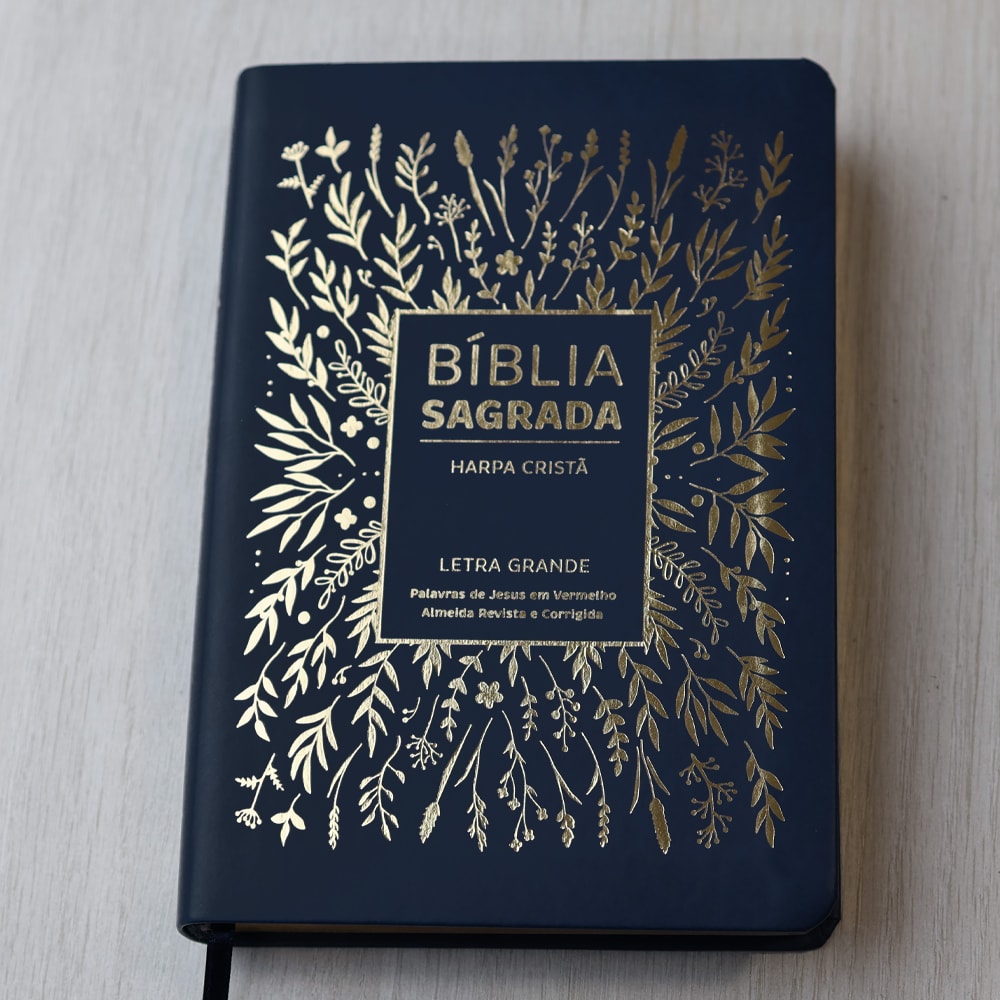 Bíblia Sagrada com Harpa Cristã | ARC | Letra Grande | Capa Luxo Floral Azul