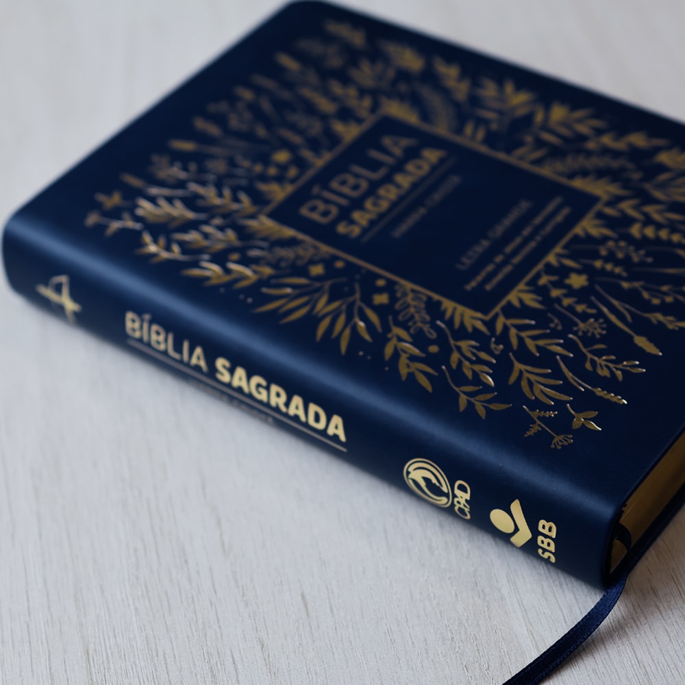 Bíblia Sagrada com Harpa Cristã | ARC | Letra Grande | Capa Luxo Floral Azul
