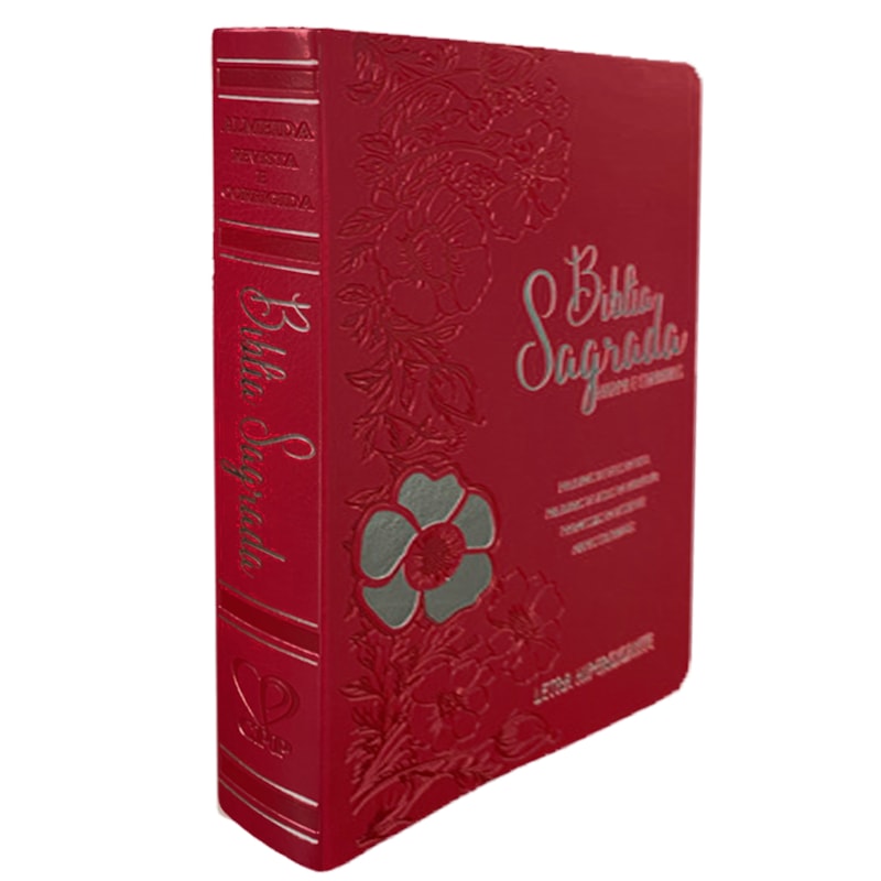 Bíblia Sagrada | Letra Hipergigante | ARC | Harpa Avivada e Corinhos | Capa PU Luxo Floral Dália Vermelha