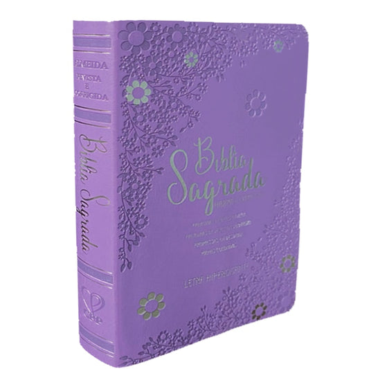 Bíblia Sagrada | Letra Hipergigante | ARC | Harpa Avivada e Corinhos | Capa PU Luxo Floral Margarida Lilás