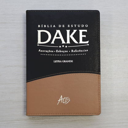 Bíblia de Estudo Dake | Letra Grande | Capa Luxo Preta e Caramelo