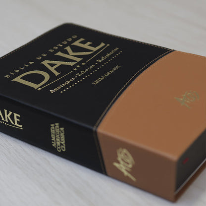 Bíblia de Estudo Dake | Letra Grande | Capa Luxo Preta e Caramelo