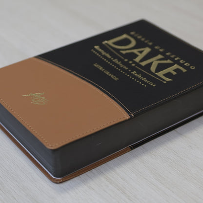 Bíblia de Estudo Dake | Letra Grande | Capa Luxo Preta e Caramelo