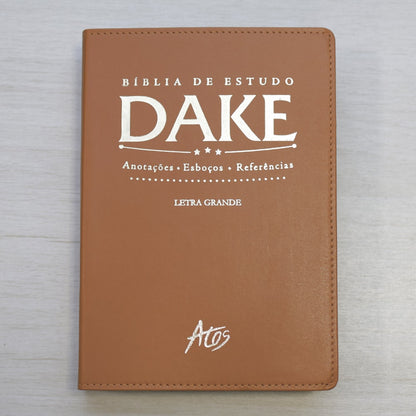 Bíblia de Estudo Dake | Letra Grande | Capa Luxo Caramelo