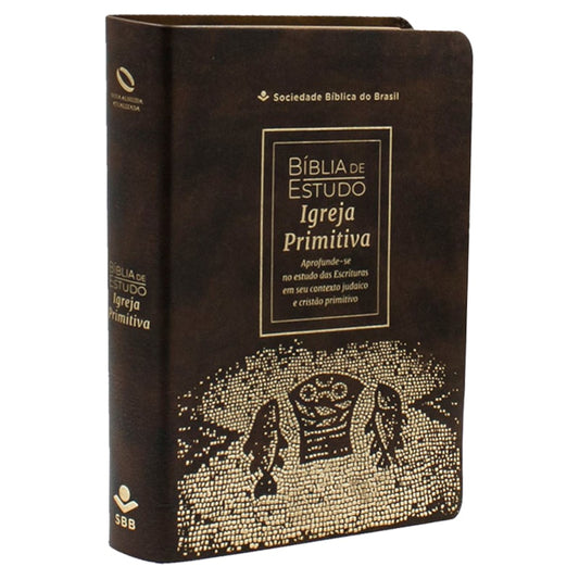 Bíblia de Estudo Igreja Primitiva | NAA | Capa Luxo Marrom