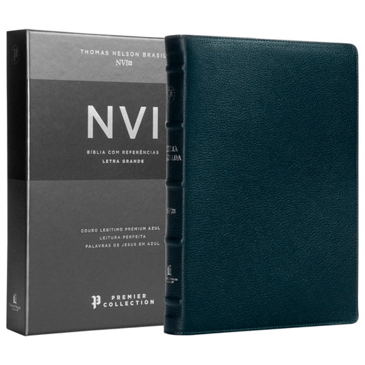 Bíblia Sagrada | NVI | Premier Collection | Capa Couro Luxo Azul
