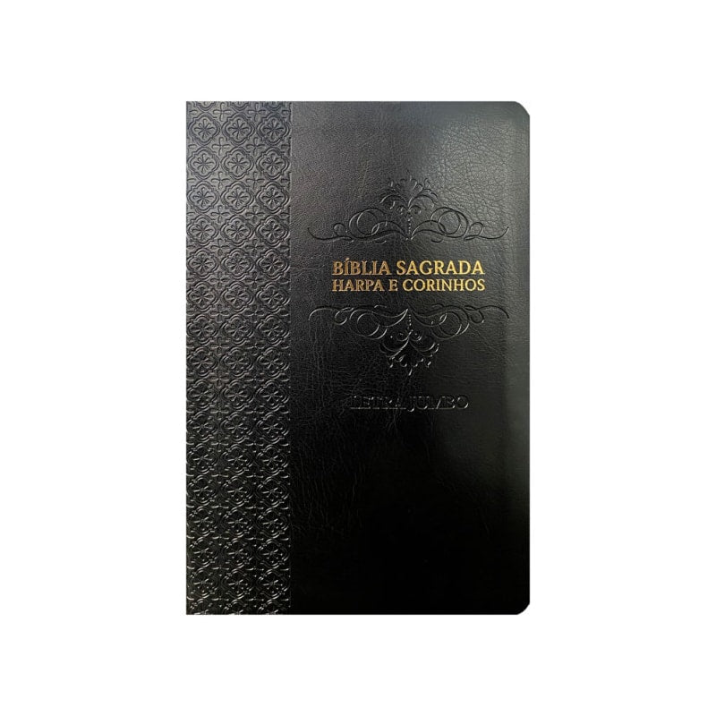 Bíblia Sagrada Letra Jumbo | ARC | Harpa Avivada e Corinhos | Capa Luxo Arabesco Preta