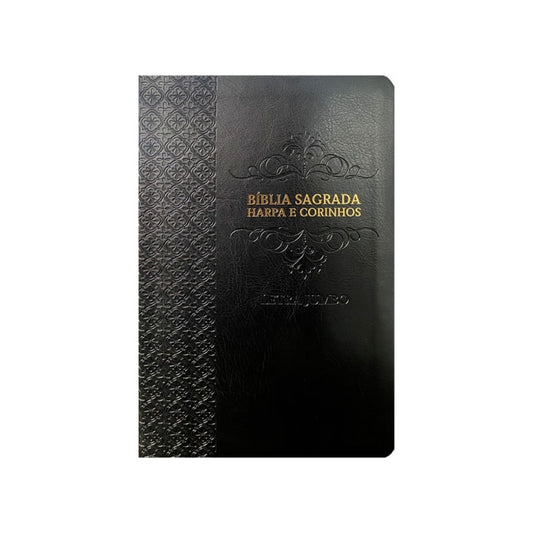 Bíblia Sagrada Letra Jumbo | ARC | Harpa Avivada e Corinhos | Capa Luxo Arabesco Preta