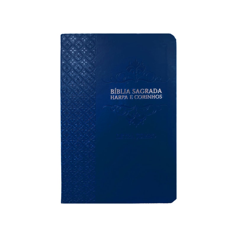 Bíblia Sagrada Letra Jumbo | ARC | Harpa Avivada e Corinhos | Capa PU Luxo Arabesco Azul