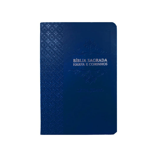 Bíblia Sagrada Letra Jumbo | ARC | Harpa Avivada e Corinhos | Capa PU Luxo Arabesco Azul