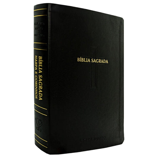 Bíblia Sagrada Letra Jumbo | ARC | Harpa Avivada e Corinhos | Capa PU Luxo Cruz Preta