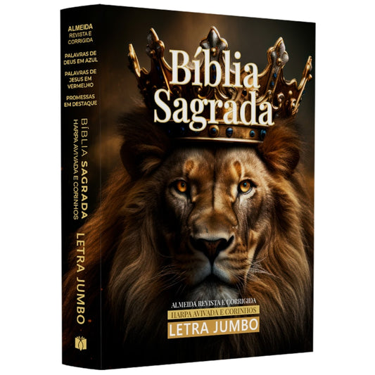 Bíblia Sagrada | ARC | Harpa Avivada e Corinhos | Jumbo | Capa Dura Leão Rei