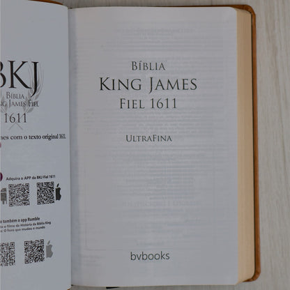 Bíblia King James Fiel 1611 | Ultrafina Slim | Capa Castanha