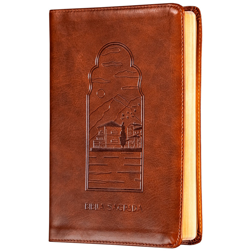 Bíblia The Purpose Book | A21 | Capa Couro Soft Marrom Paisagem