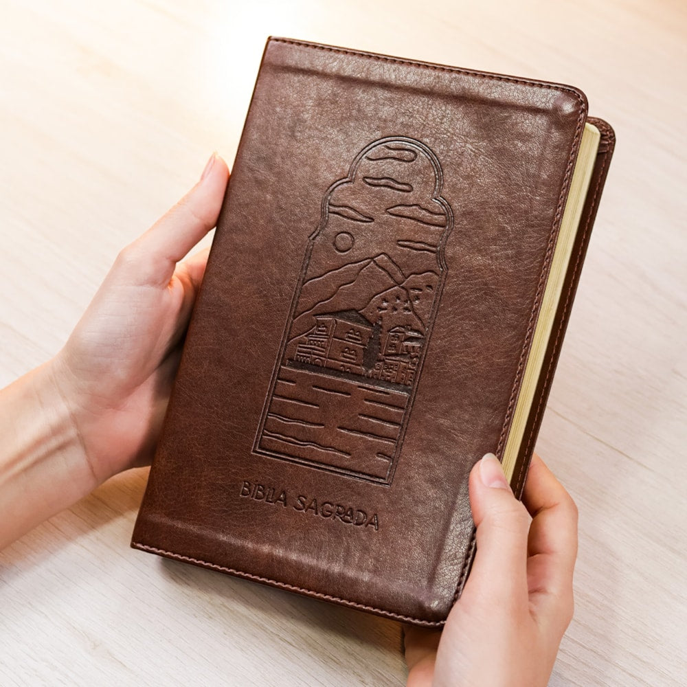Bíblia The Purpose Book | A21 | Capa Couro Soft Marrom Paisagem