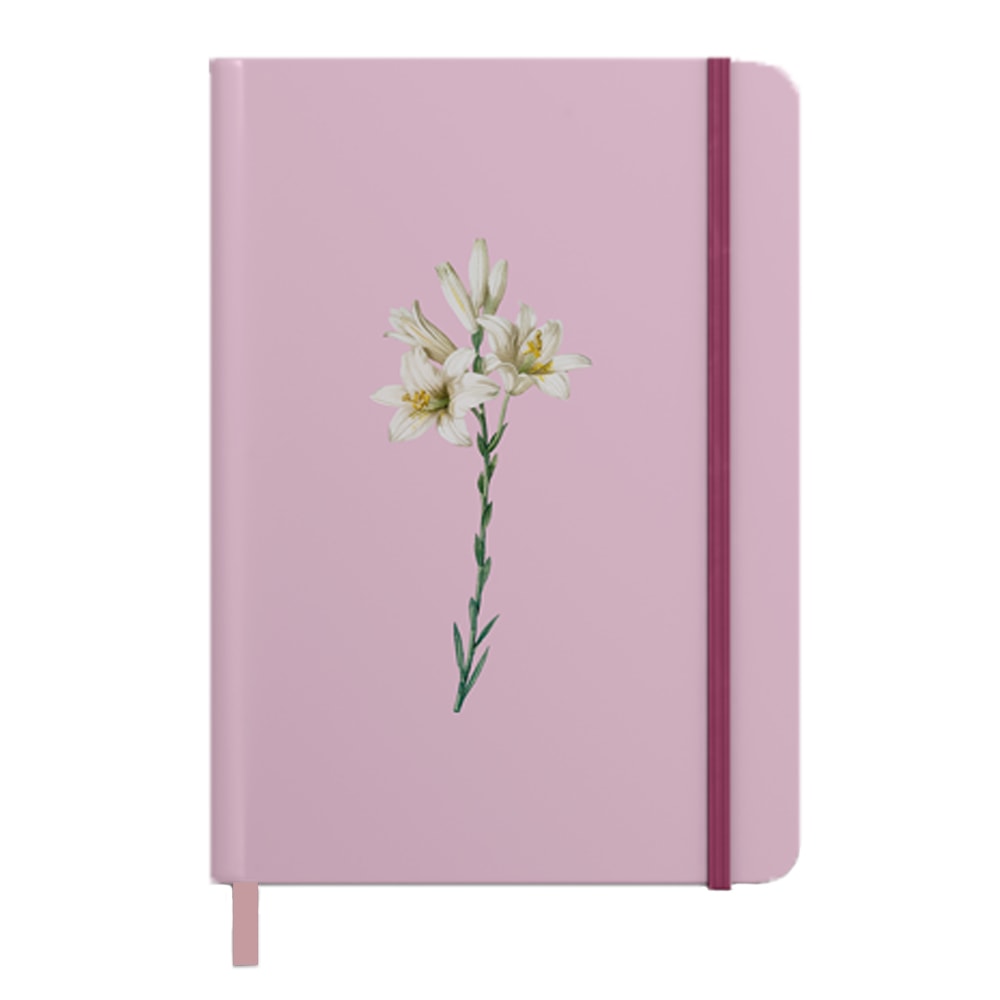 Caderno Moleskine Rosa | Com Pauta | Capa Lírios Rosa