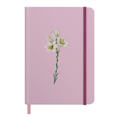 Caderno Moleskine Rosa | Com Pauta | Capa Lírios Rosa