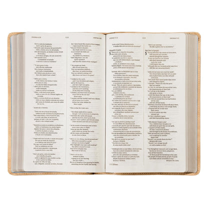 Bíblia Bilíngue | Português e Inglês | NVI | Leitura Perfeita | Capa Couro-soft Bege