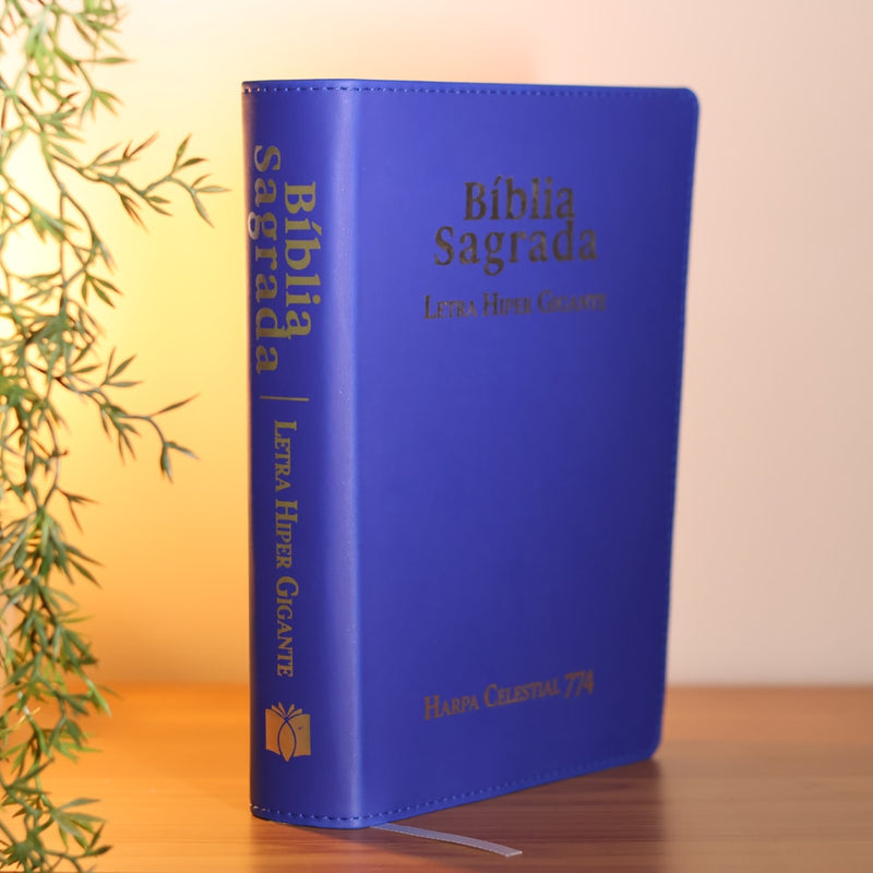 Bíblia Sagrada | ARC | Letra Hipergigante | Capa Luxo Azul | Harpa Celestial 774