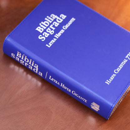 Bíblia Sagrada | ARC | Letra Hipergigante | Capa Luxo Azul | Harpa Celestial 774