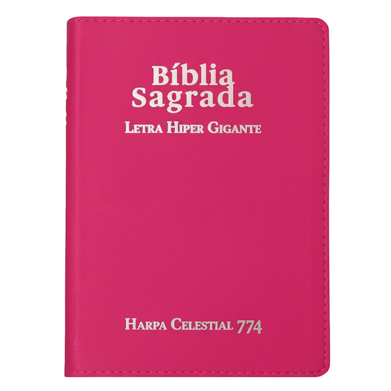 Bíblia Sagrada C/ Zíper | ARC | Letra Hipergigante | Capa Luxo Pink | Harpa Celestial 774