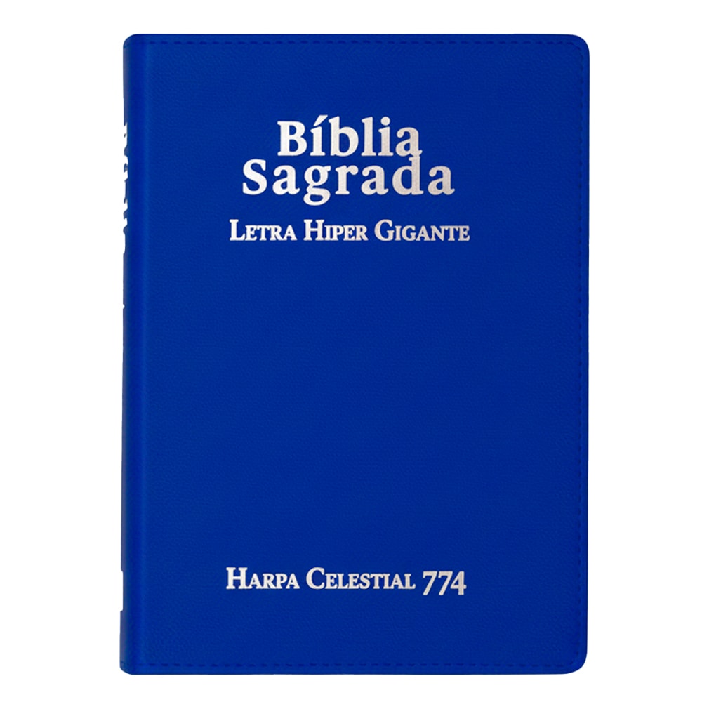Bíblia Sagrada C/ Zíper | ARC | Letra Hipergigante | Capa Luxo Azul | Harpa Celestial 774