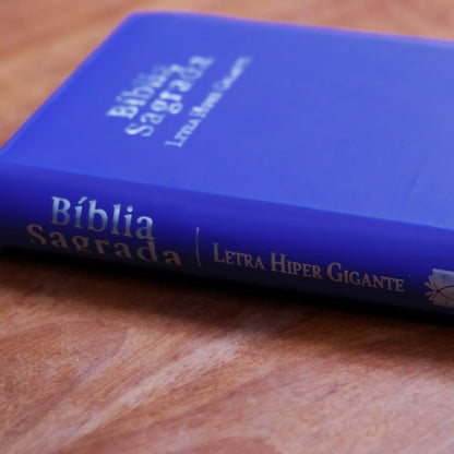 Bíblia Sagrada C/ Zíper | ARC | Letra Hipergigante | Capa Luxo Azul | Harpa Celestial 774